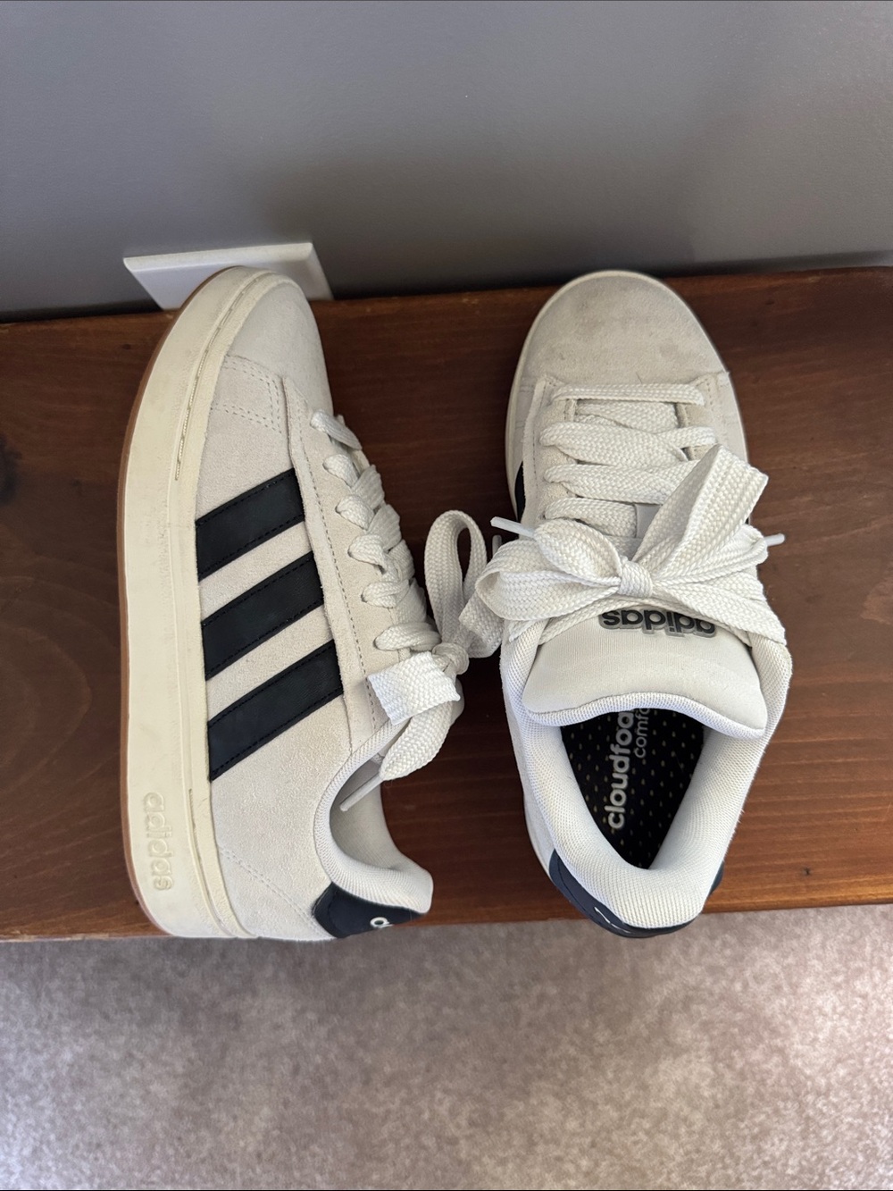 Adidas Grey and Black Low-Top Suede Sneakers
